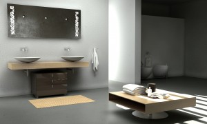 Salle de bain moderne noir et gris