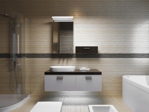 Salle de bain avec meuble blanc