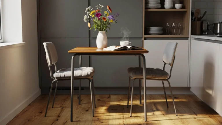 Coin repas cosy créé dans 4 m² après retrait d'un meuble inutile dans la cuisine