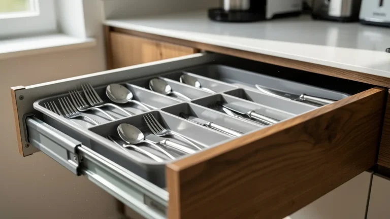 Range-couverts ajustable testé depuis six mois dans un tiroir trop profond, organisation optimale